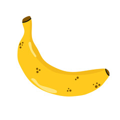Hand drawn single banana. Flat illustration.
