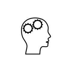 Human head with gear inside icon isolated on white background