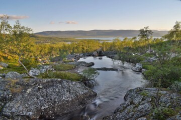 Landscape from Finnish Lapland in sunset light