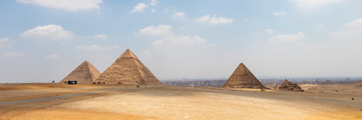 Fototapeta na wymiar View of the area with the great pyramids of Giza, Egypt