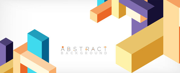 Abstract background. 3d cubes, cubic elements and blocks. Techno or business concept for wallpaper, banner, background, landing page