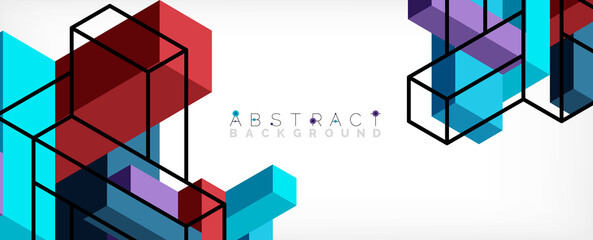 Abstract background. 3d cubes, cubic elements and blocks. Techno or business concept for wallpaper, banner, background, landing page