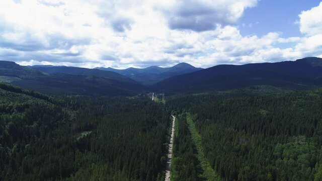 The Mount Hoverla and the Montenegrin ridge aerial panorama view