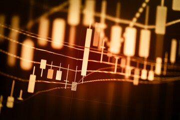 Candle stick graph chart of stock market investment trading. 