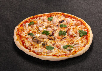 Italian traditional Pizza with seafood