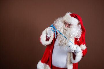 Sports and healthy lifestyle. Funny Santa Claus.