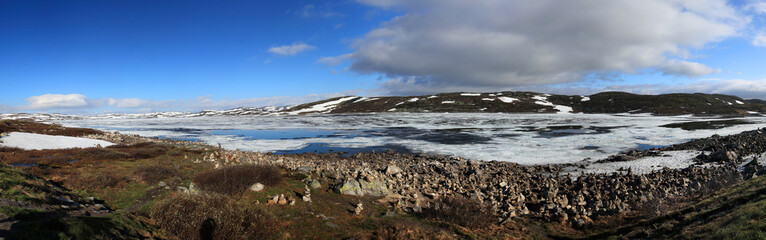 Hardangervidda landscape. Hardangervidda National Park - mountain plateau in Norway