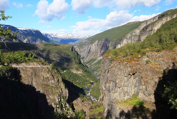 Fototapeta na wymiar Canyon near Voringfossen waterfalls in Hardangervidda National Park, Norway