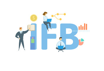 IFB, Invitation for Bid. Concept with keyword, people and icons. Flat vector illustration. Isolated on white.