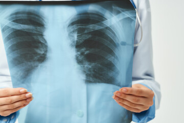 radiologist with x-ray health care isolated background