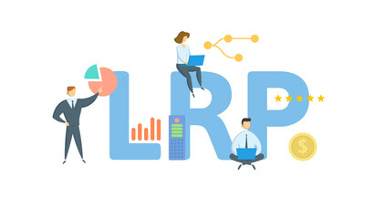 LRP, Long Range Planning. Concept with keyword, people and icons. Flat vector illustration. Isolated on white.