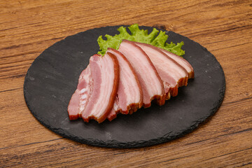 Tasty smoked pork brisket slice