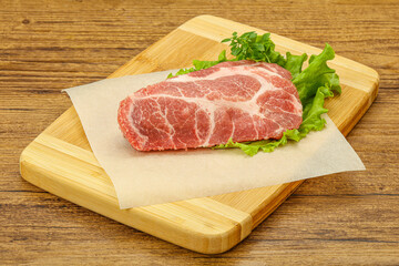 Raw pork meat neck steack