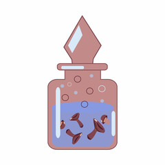 Magic mushrooms potion bottle vector illustration on white background