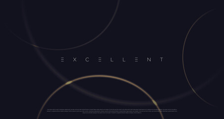 Black premium background with luxury dark golden, lines, stripes, circles and geometric elements. Simple background for poster, banner, website, flyer etc. Vector EPS 10