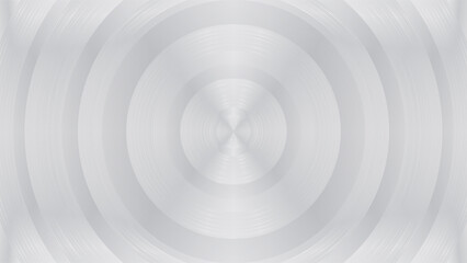 Technology background with polished, brushed metal, radial texture of alloy, titan, steel, chrome. Circular brushed metal texture. Abstract metal circle concentric circular lines background. Vector