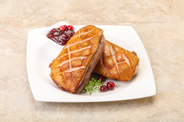 Roasted duck breast with sauce