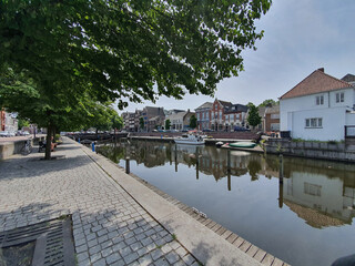 the town of Oudenbosch harbor and view Netherlands