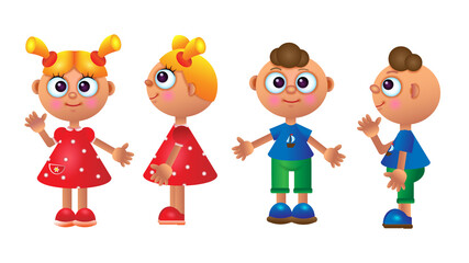 Boy and girl isolated on a white background