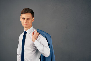 business man in shirt with tie posing isolated background