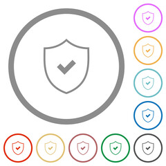 Active security outline flat icons with outlines