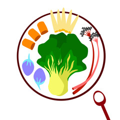 illustration of a set of color vegetables