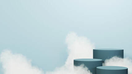 3D rendering of Podium for displaying the skin cream cosmetics decorations. Mockup background for show product.