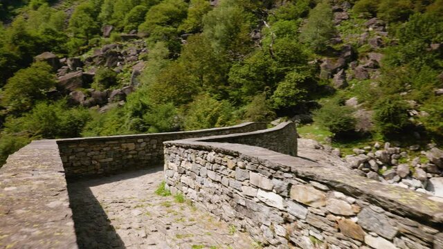 The stone bridge in the Bavona valley in Switzerland.