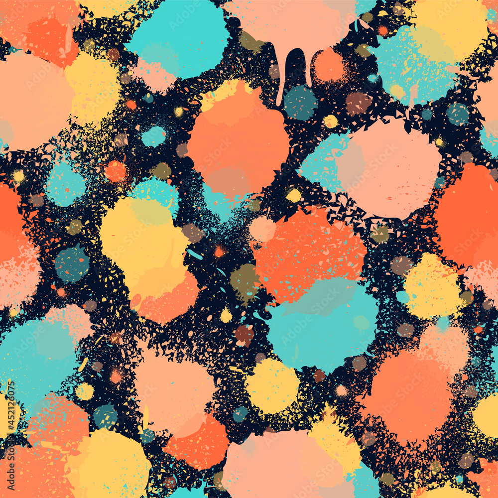 Poster abstract seamless pattern. repeating graffiti backdrop. background paint splatter. grafitti splash. 