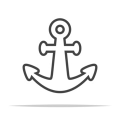 Boat anchor outline icon vector isolated