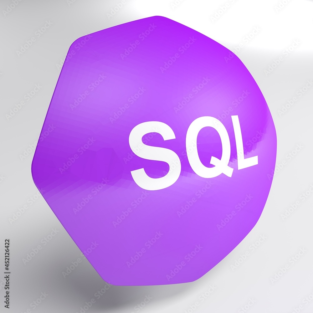 Aufkleber sql purple octagonal icon isolated on white background - 3d rendering illustration