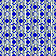 metal pattern on a blue background. 