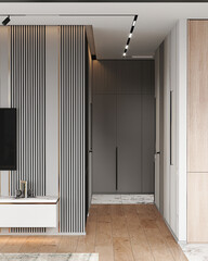 Modern hallway in dark colors