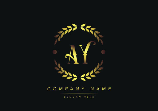 letters AY monogram logo, gold color, luxury style, Vector Illustration