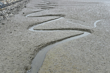 Mud flat in Maseo-myeon, Seocheon-gun, Chungcheongnam-do, South Korea.