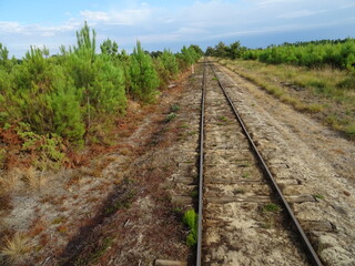 Fototapeta premium straight railway tracks west france