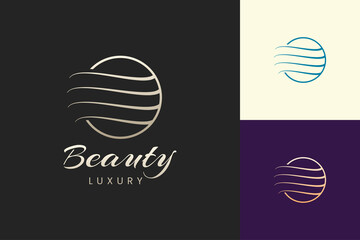 Salon logo template with simple and luxury hair shape