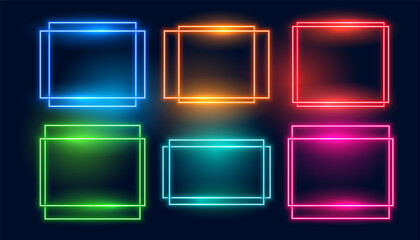 neon frames set of six in square and rectangle style