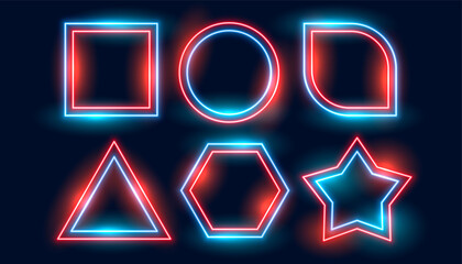Obraz premium neon set frames in six geometric shapes style