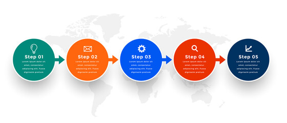 five steps directional infographic template design