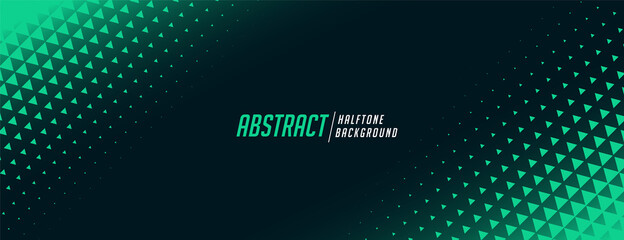 abstract triangle halftone banner in green color