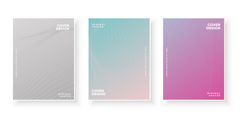 Colorful gradient covers with abstract line design set