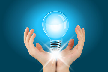  light bulbs as symbol of innovation on network connection, innovative technology in science, Glowing idea light bulb and innovation thinking creative concept on success 