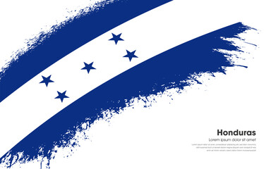 Abstract brush flag of Honduras country with curve style grunge brush painted flag on white background