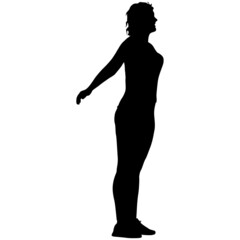 Silhouette Group of People Standing on White Background