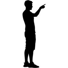 Silhouette Group of People Standing on White Background