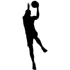 Silhouette of a basketball player on a white background