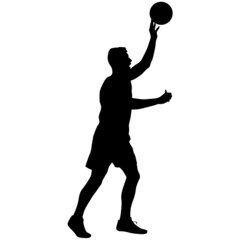 Silhouette of a basketball player on a white background