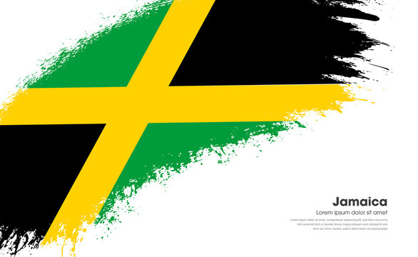 Abstract brush flag of Jamaica country with curve style grunge brush painted flag on white background