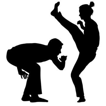 Silhouette of a Martial Arts on a white background
